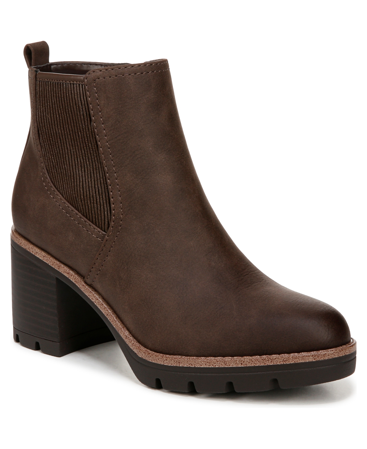 Naturalizer Madalynn-gore Lug Sole Booties In Truffle Taupe Faux Leather