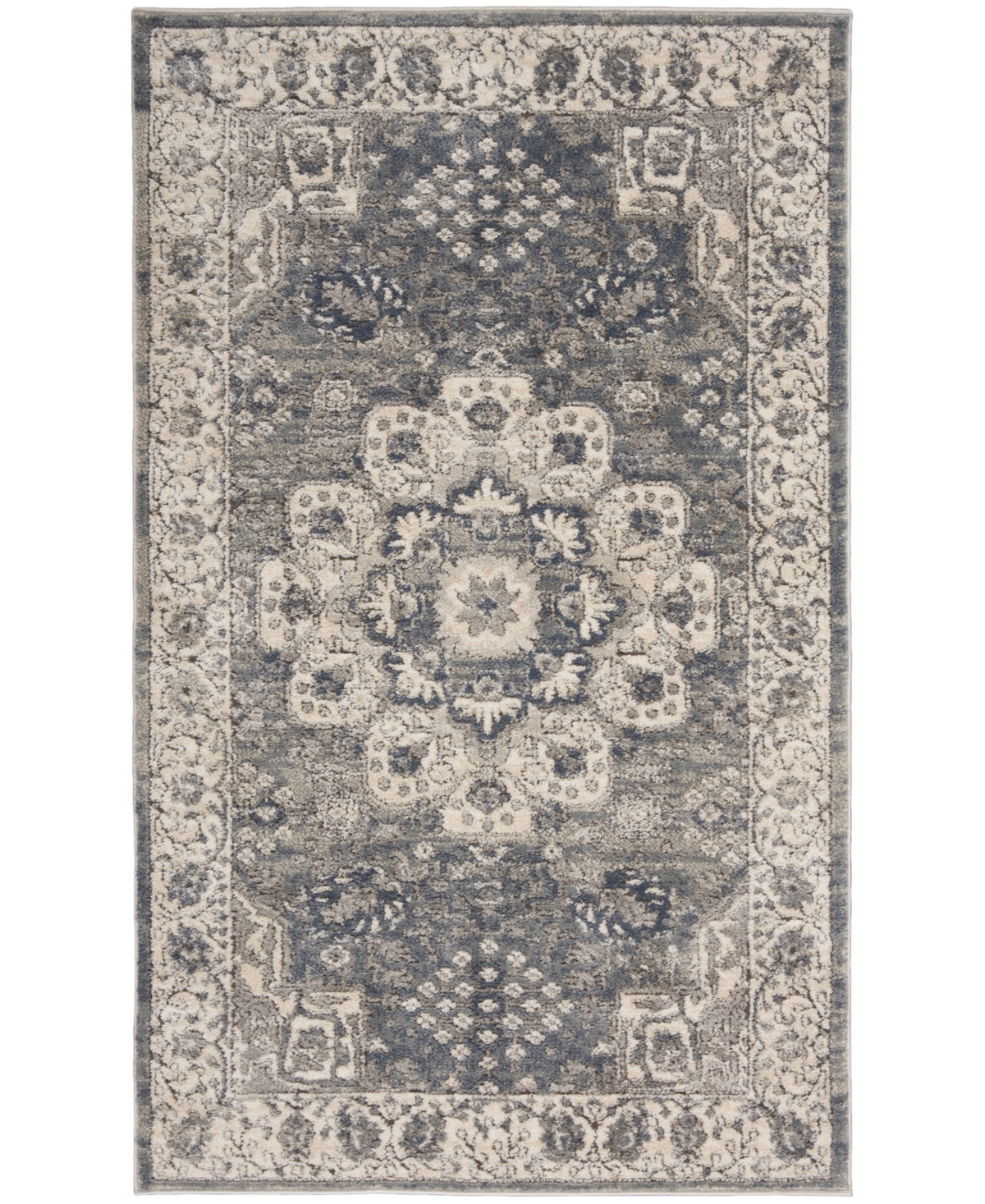 Nourison Home Quarry Qua07 3'x5' Area Rug In Gray,ivory