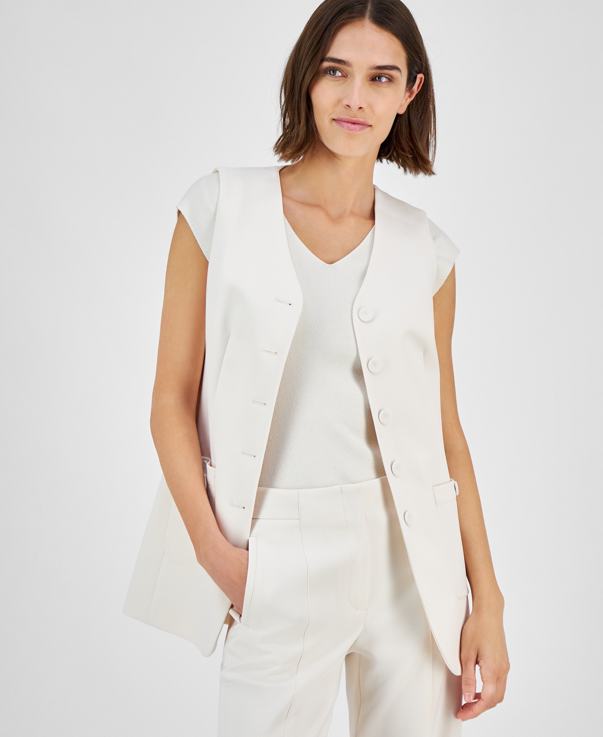 Anne Klein Petite Patch-Pocket Vest
