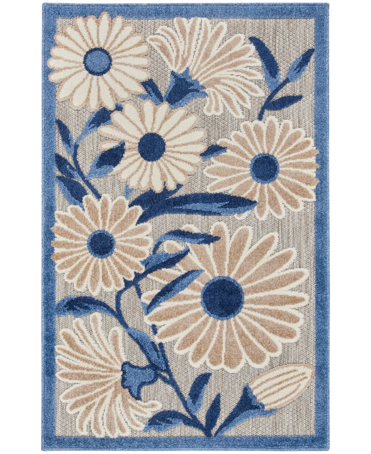 Nourison Home Aloha Alh33 2'8"x4' Area Rug In Blue,gray