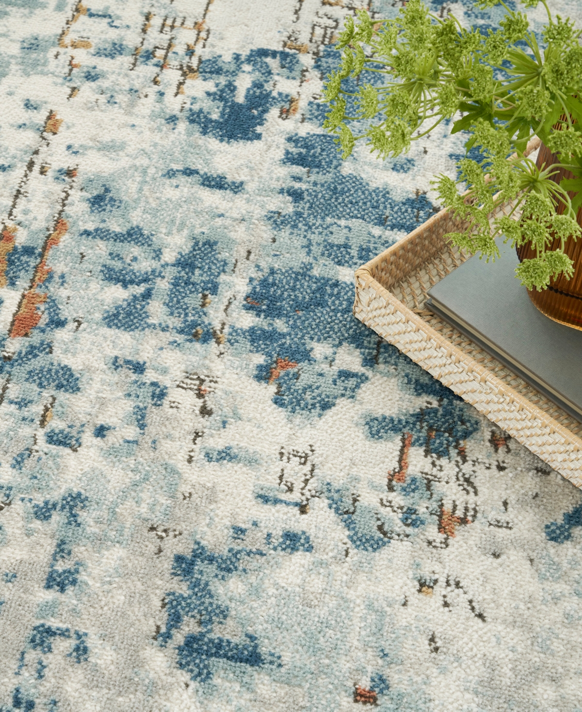 Nourison Home Quarry Qua01 5'3"x7'3" Area Rug In Beige,blue