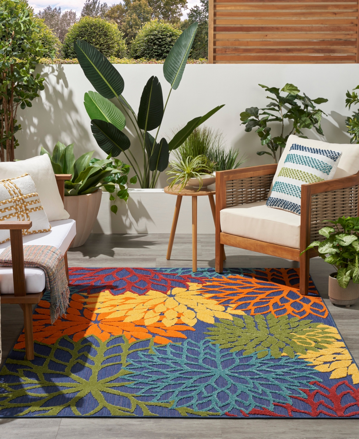 Nourison Home Aloha Alh05 6'x9' Area Rug In Navy,multi