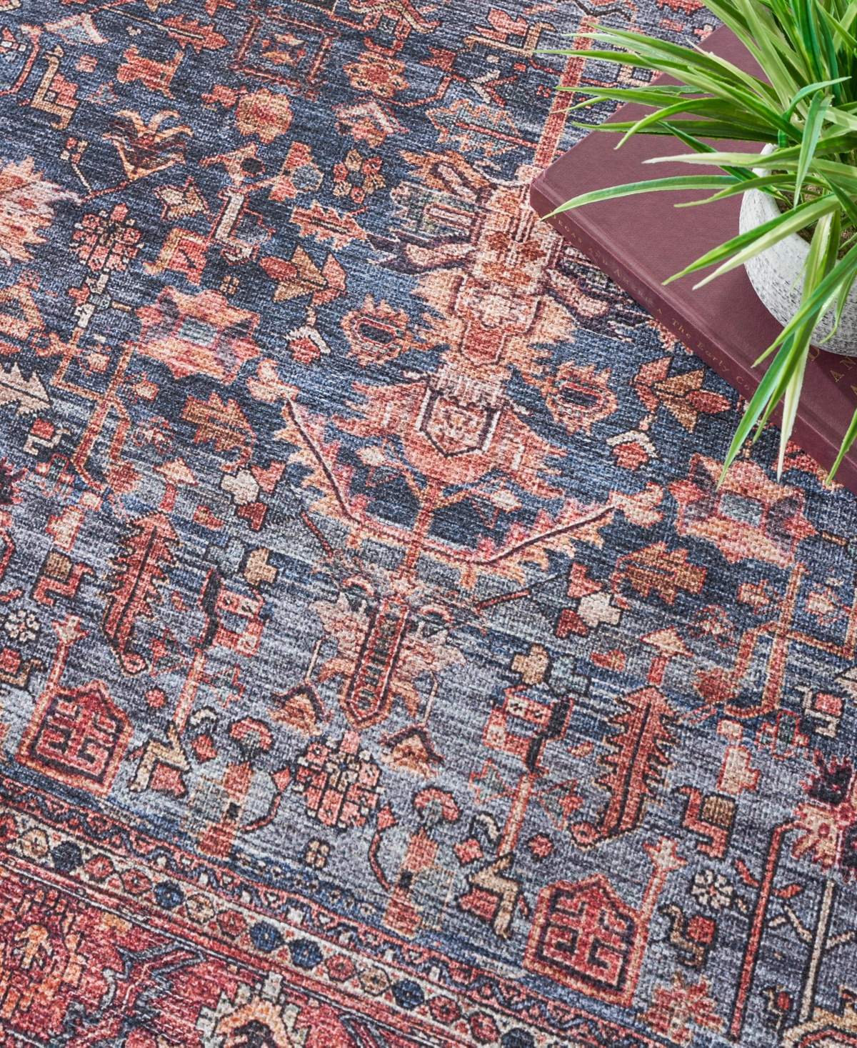 Nourison Home Grand Washables Grw02 4'x6' Area Rug In Navy,brick