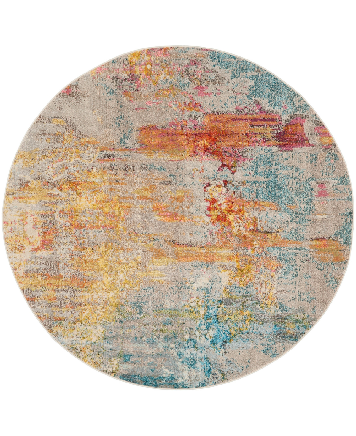 Nourison Home Celestial Ces02 7'10"x7'10" Round Area Rug In Aquamarine