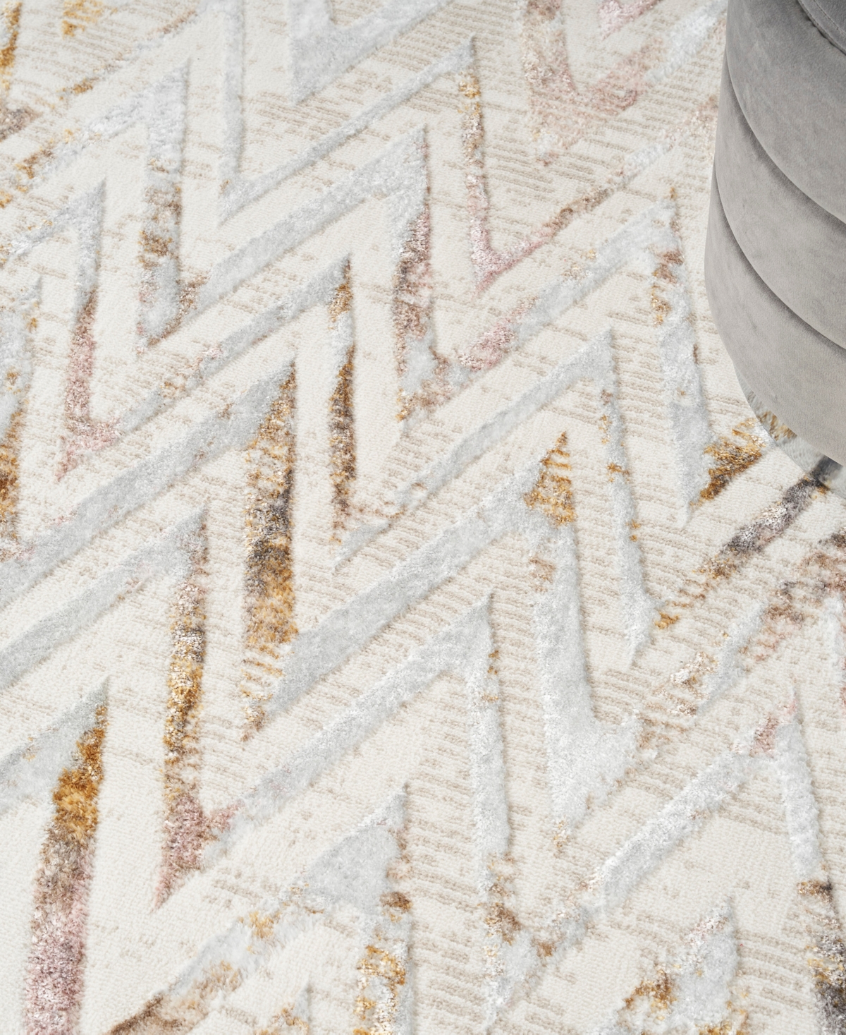 Nourison Home Glitz Glz05 5'3"x7'3" Area Rug In Ivory