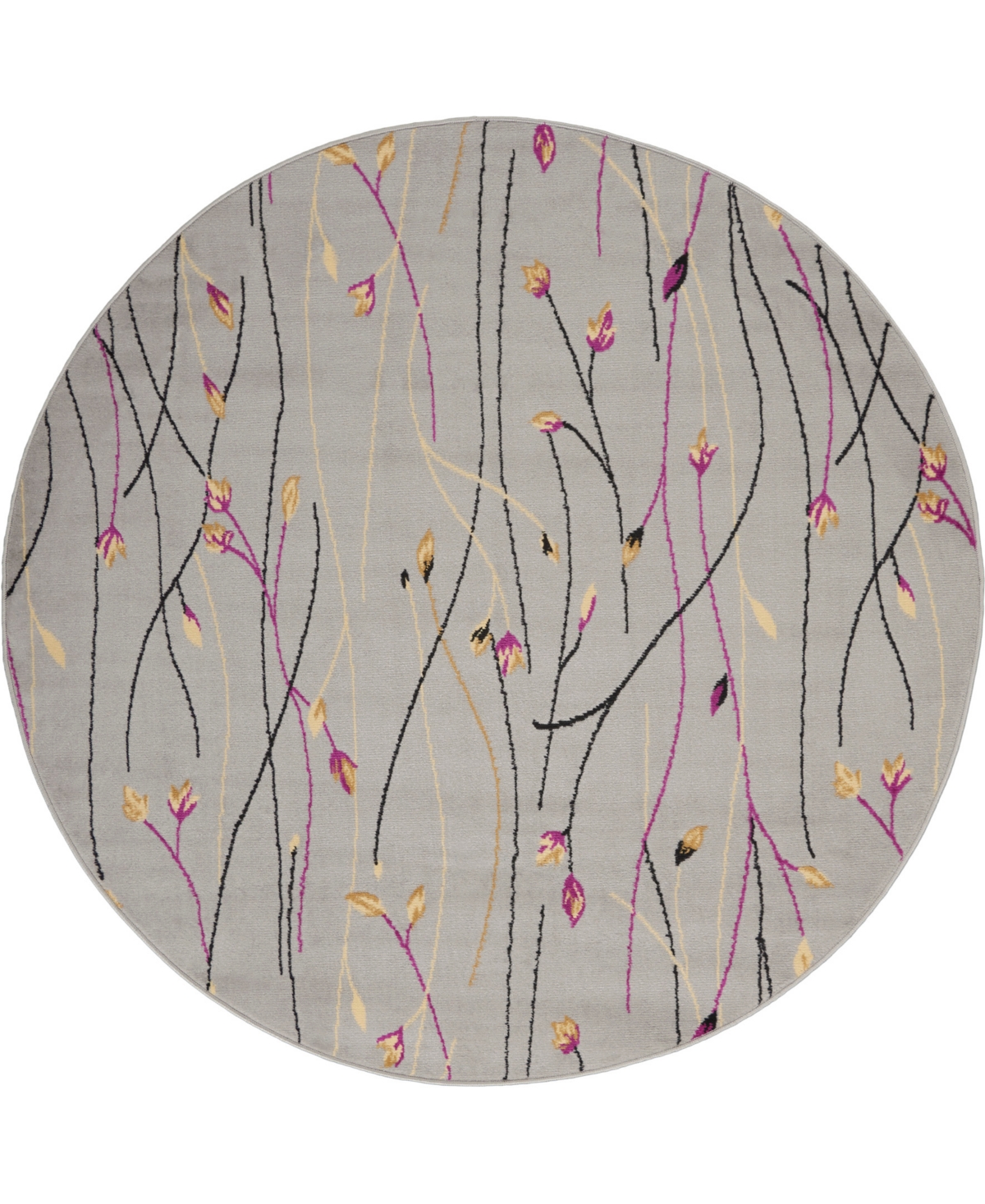 Nourison Home Grafix Grf15 5'3"x5'3" Round Area Rug In Gray