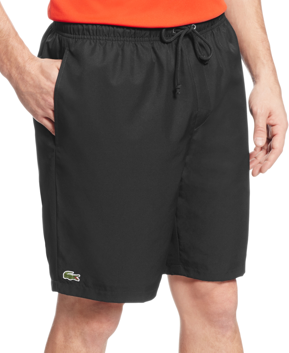 Shop Lacoste Men's Diamante-print 8" Sport Drawstring Shorts In Black