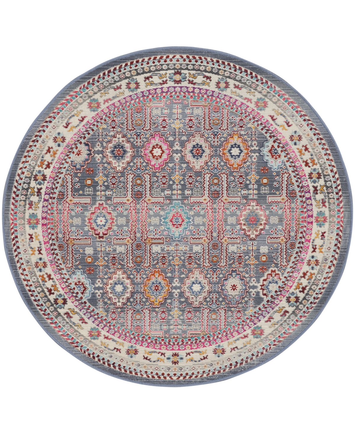 Nourison Home Vintage Kashan Vka05 4'x4' Round Area Rug In Gray,multi