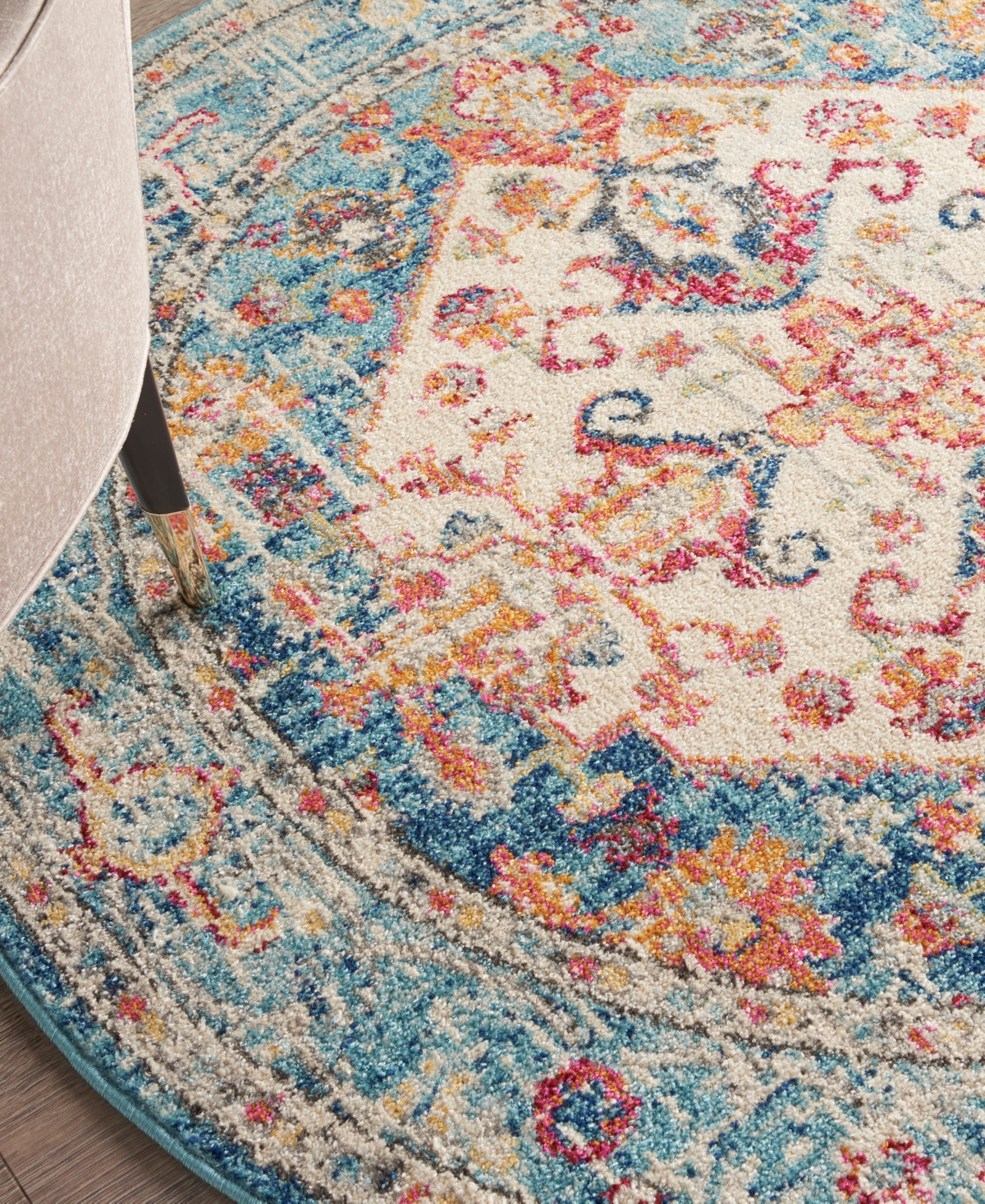 Nourison Home Passion Psn23 5'x5' Round Area Rug In Ivory,mist