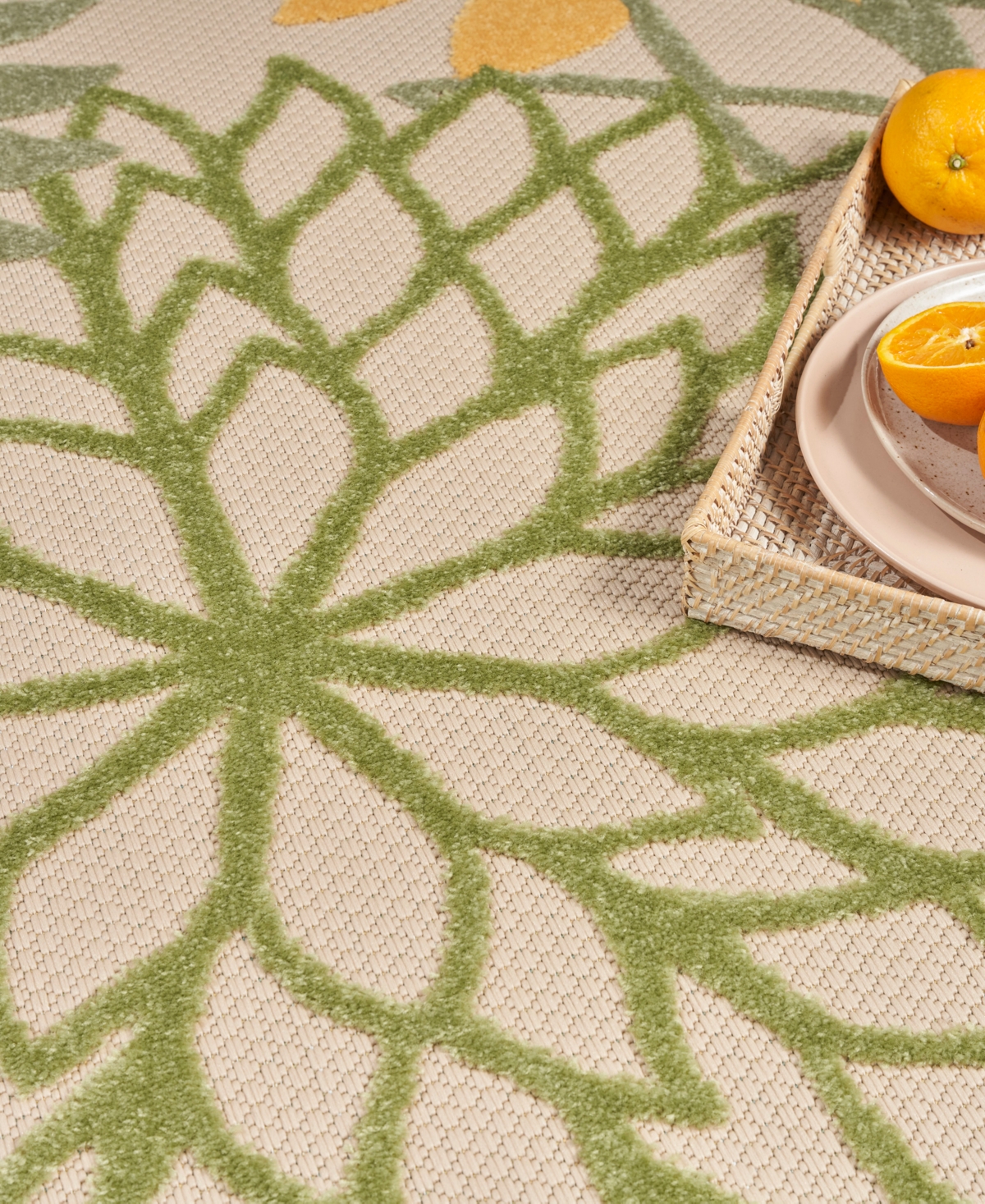 Nourison Home Aloha Alh05 6'x9' Area Rug In Green,multi