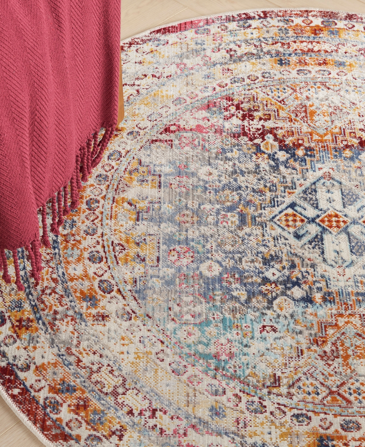 Nourison Home Vintage Kashan Vka09 4'x4' Round Area Rug In Multi