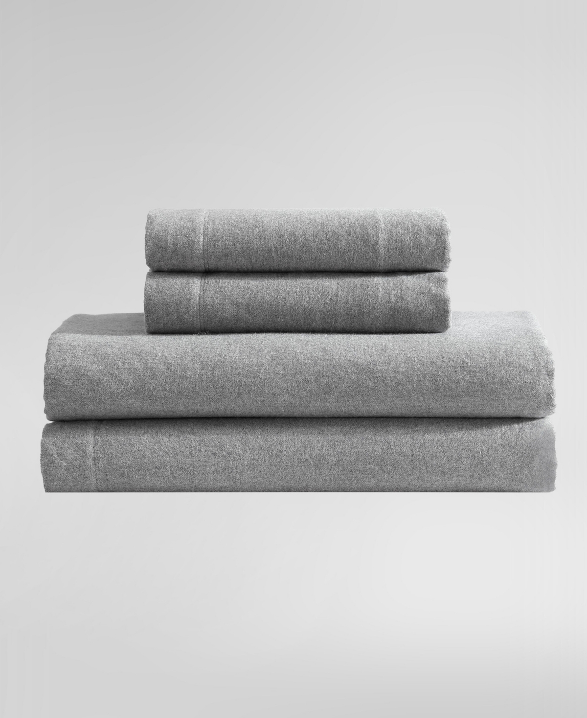 Calvin Klein Melange Cotton Flannel 4 Piece Sheet Set, King In Silver Grey