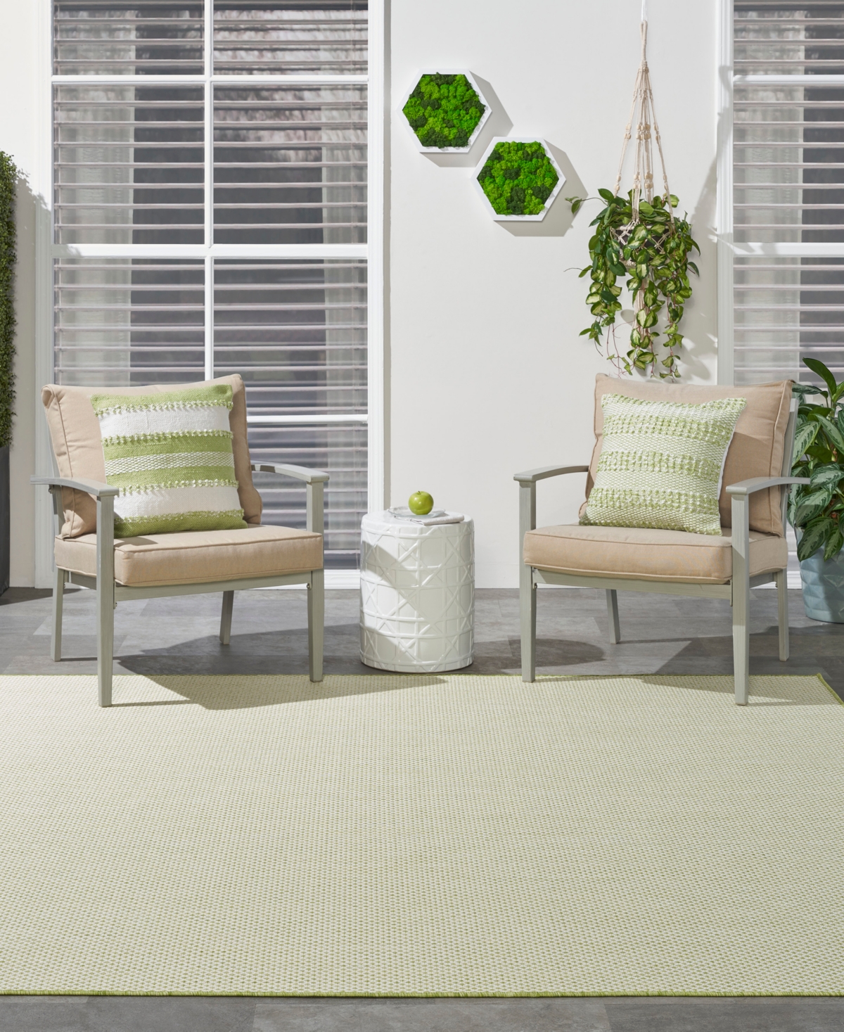 Nourison Home Courtyard Cou01 8'x8' Square Area Rug In Ivory,moss