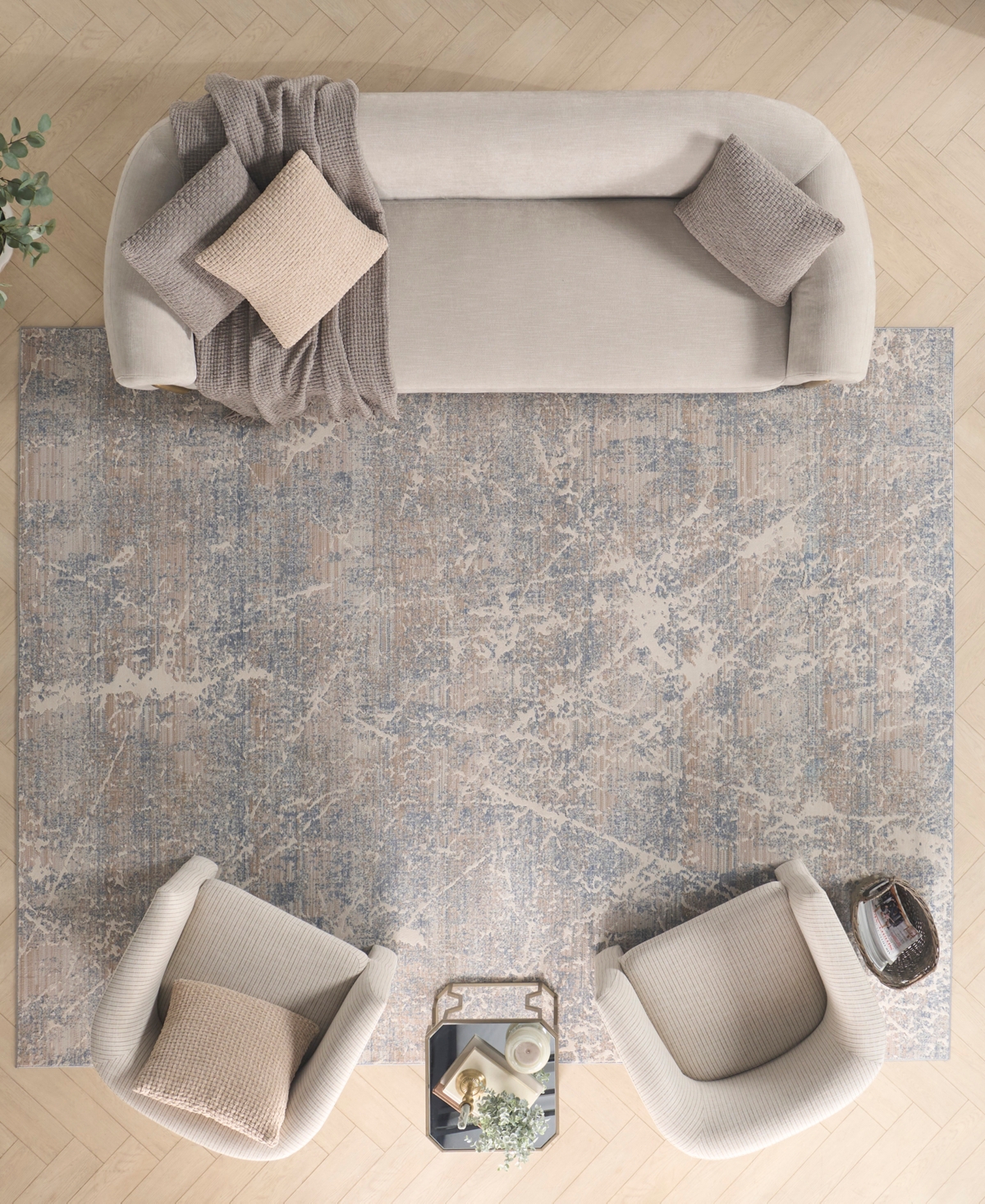 Nourison Home Exhale Exl02 7'10"x9'10" Area Rug In Beige,blue