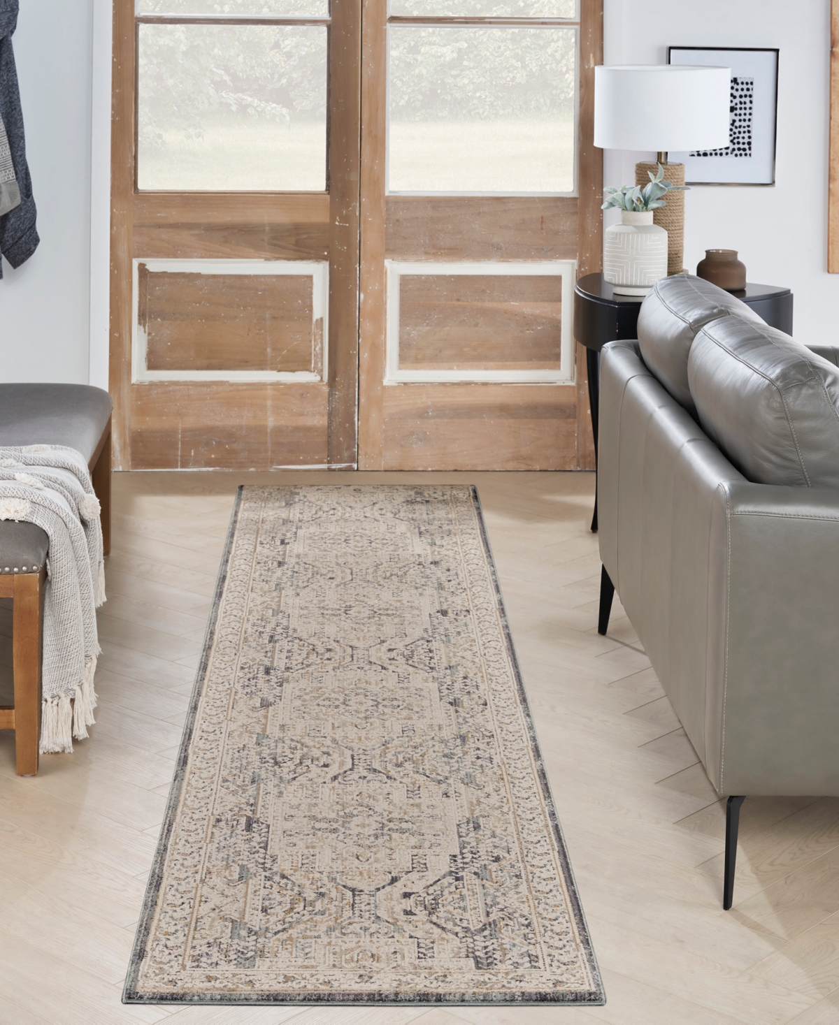 Nourison Home Lynx Lnx01 2'3"x10' Runner Area Rug In Ivory,gray