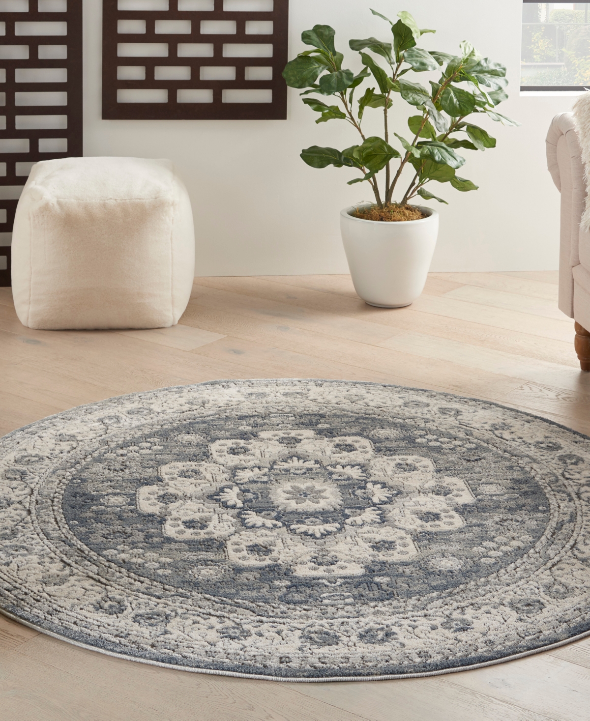 Nourison Home Quarry QUA07 5'3"x5'3" Round Area Rug