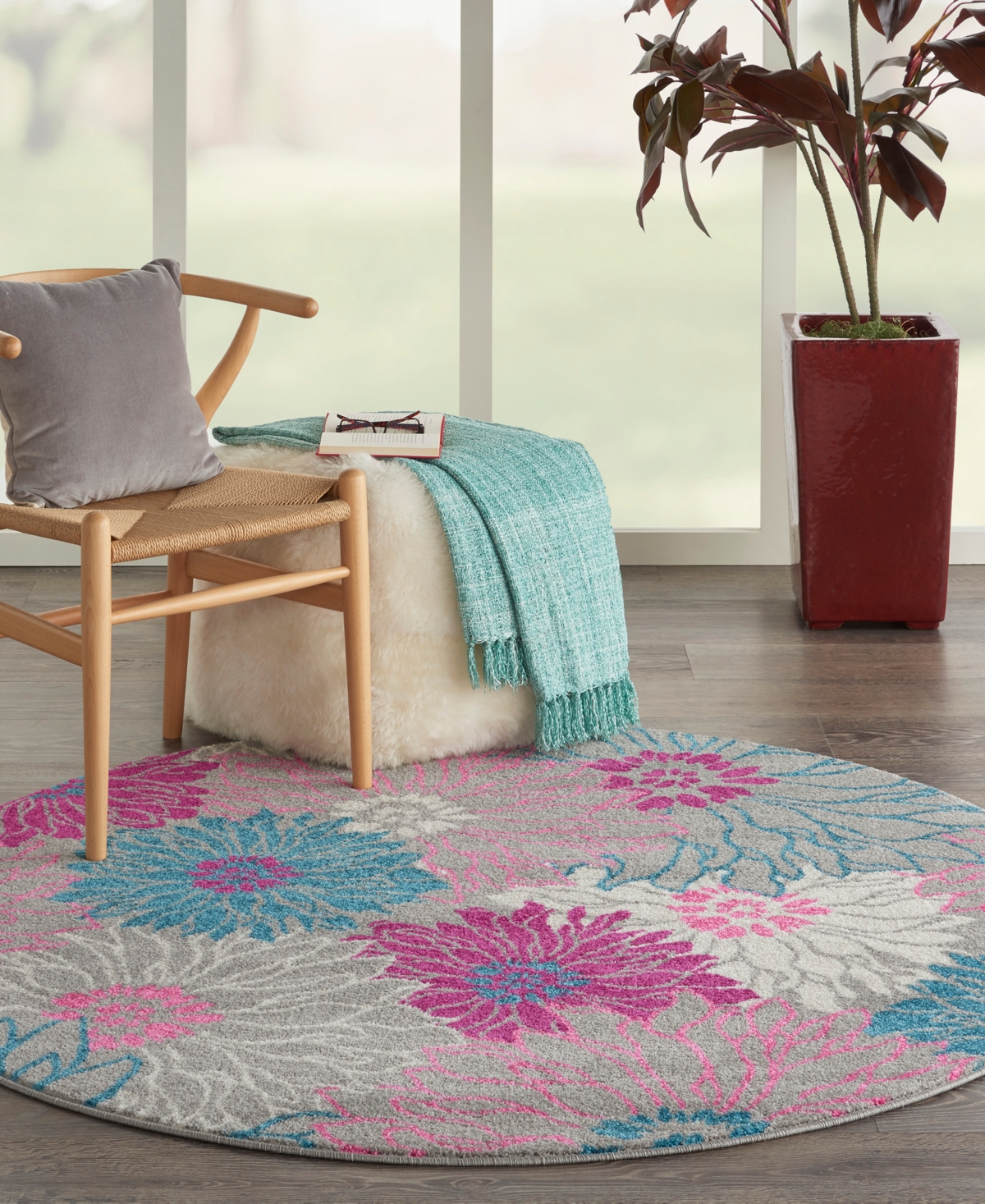 Nourison Home Passion Psn17 5'x5' Round Area Rug In Multi