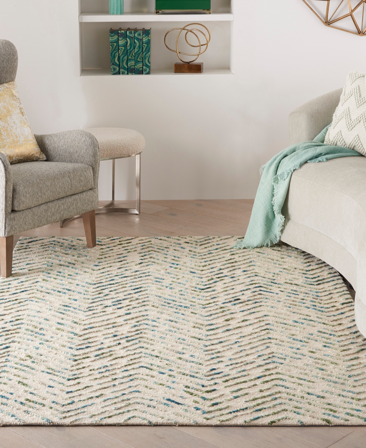 Nourison Home Colorado Clr02 3'9"x5'9" Area Rug In Ivory,moss
