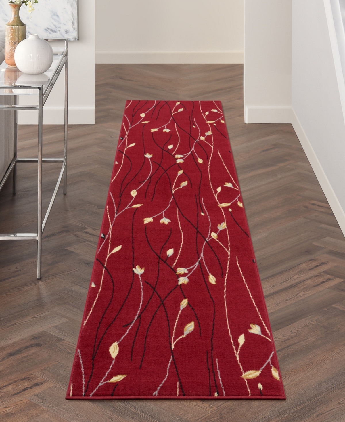 Nourison Home Grafix Grf15 2'3"x12' Runner Area Rug In Red
