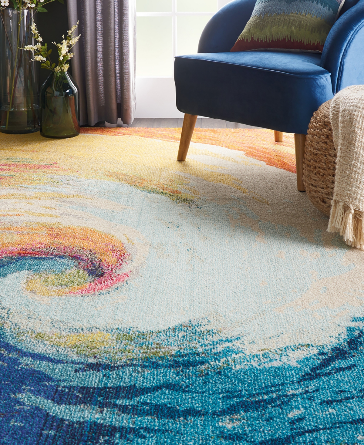 Nourison Home Celestial Ces07 6'7"x9'7" Area Rug In Multi,blue