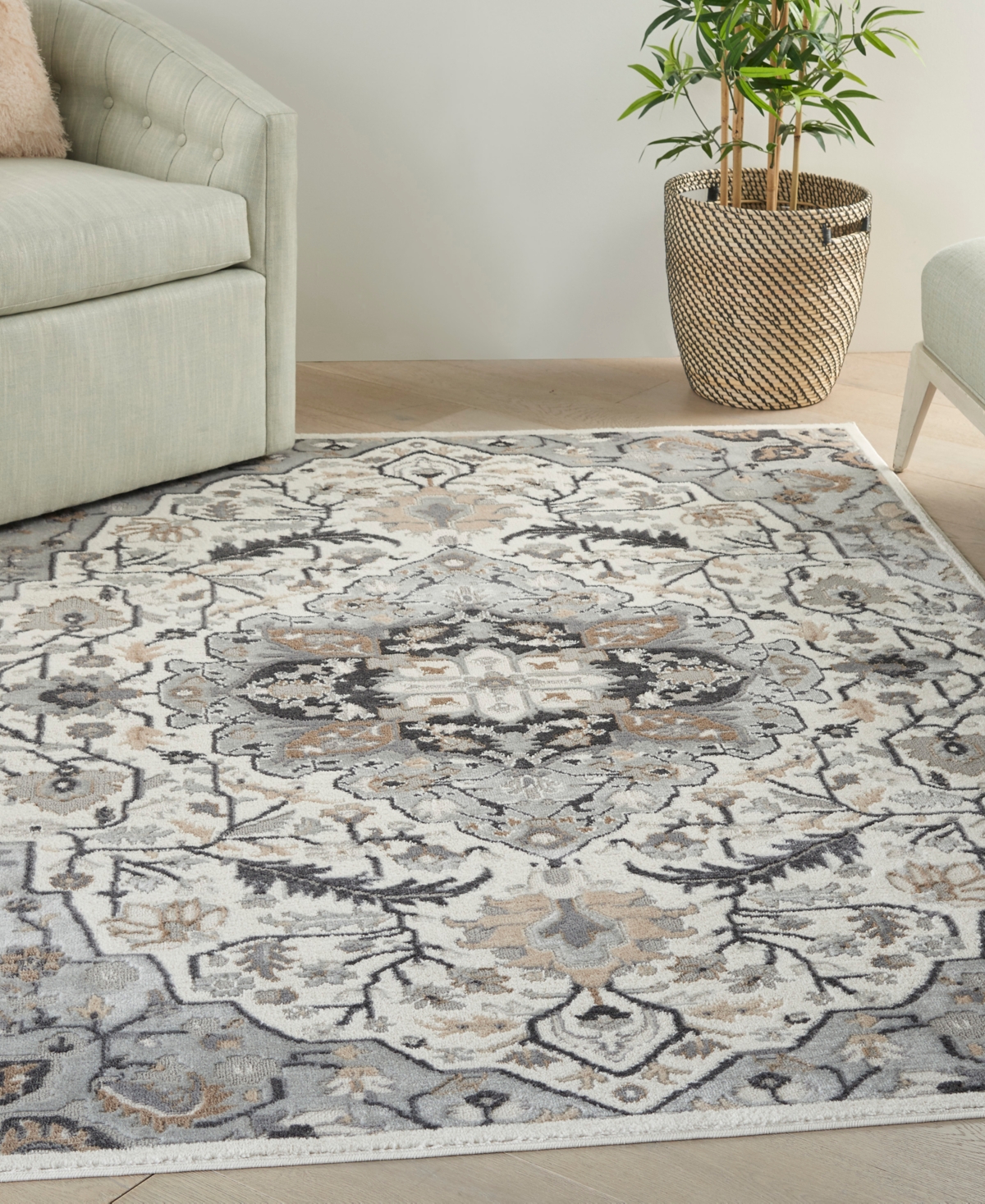 Nourison Home Elation Etn09 4'x6' Area Rug In Ivory,gray