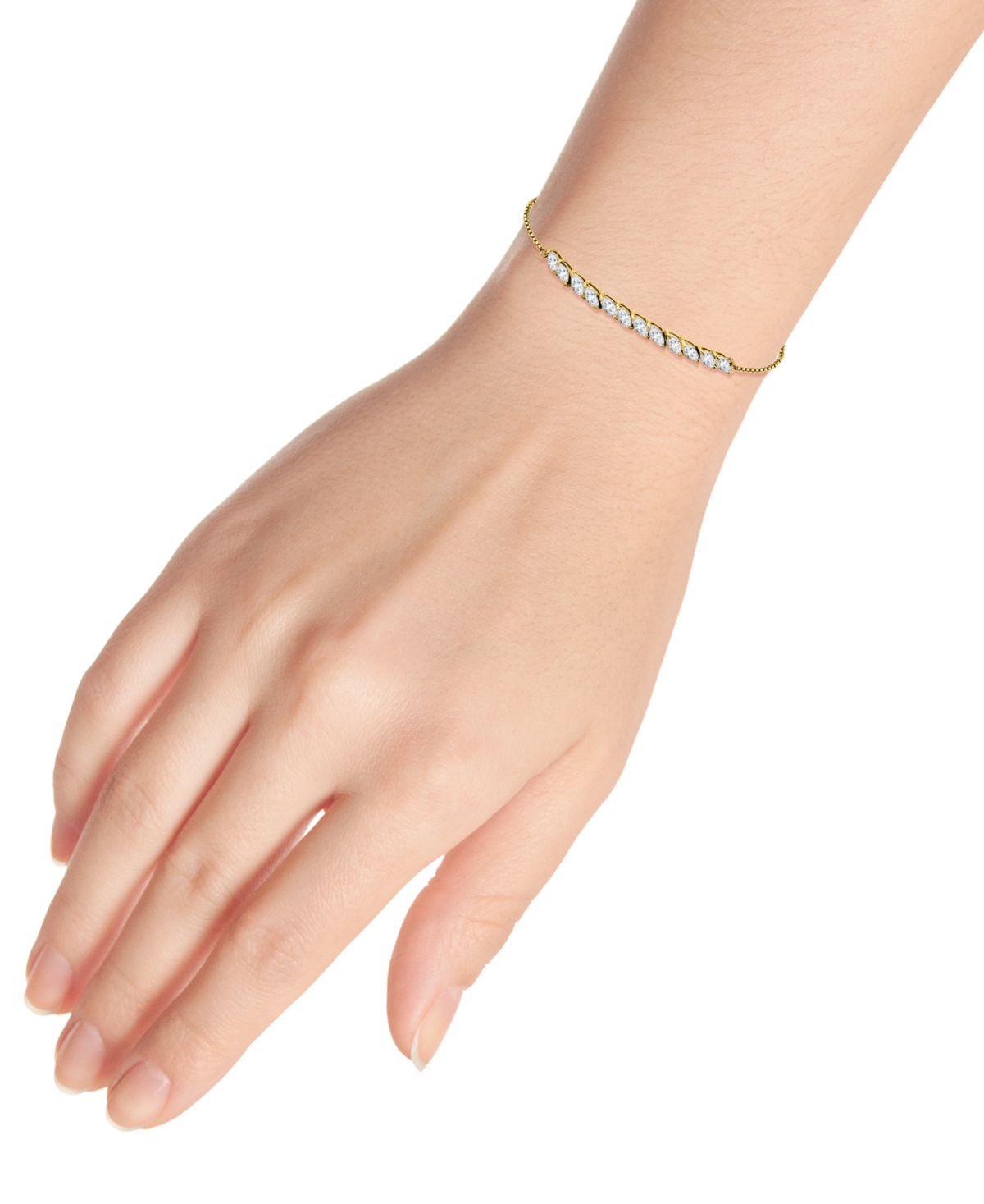 Giani Bernini Cubic Zirconia Marquise Bolo Bracelet, Created For Macy's In Gold