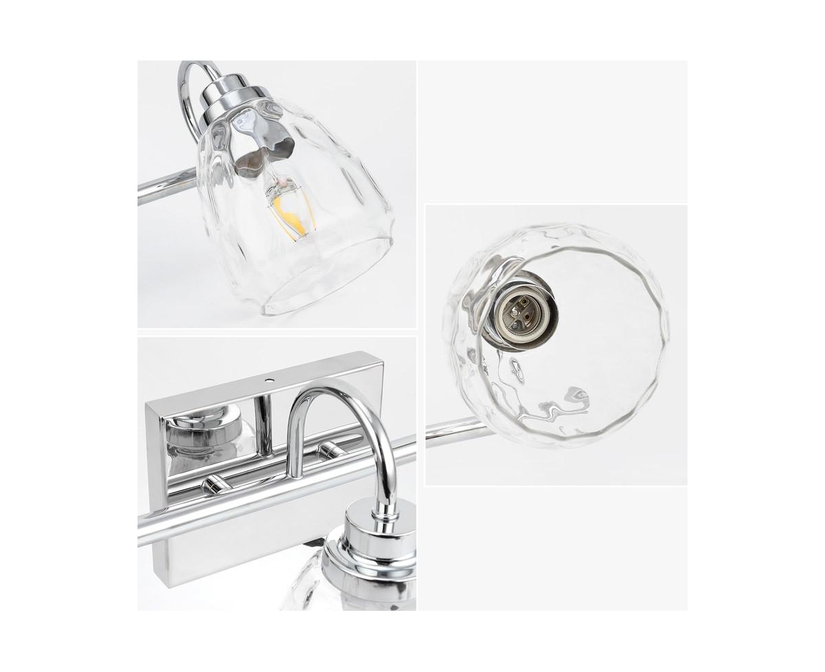 gaomon Vintage Glass Crystal Bathroom Vanity Lights Chrome Bathroom Light Fixtures Vanity Shower Lights Over Mirror Wall Mount Lighting Fixture for Ha