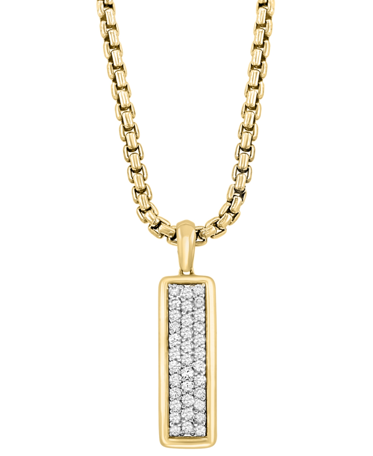 Effy Collection Effy Men s Onyx Dog Tag 22 Pendant Necklace in 14k Gold Plated Sterling Silver Gold Over Silver Smart Closet