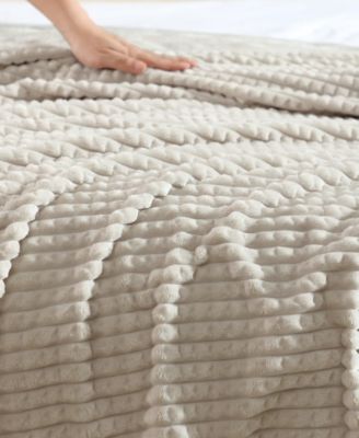 Solid Textured Jacquard Plush Throw, 60" X 50"