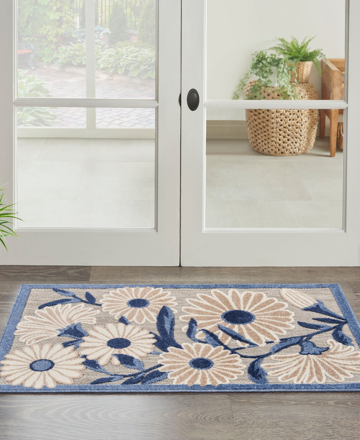Nourison Home Aloha Alh33 2'8"x4' Area Rug In Blue,gray