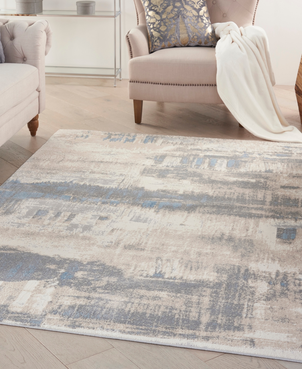 Nourison Home Solace Sla07 5'3"x7'3" Area Rug In Ivory,gray