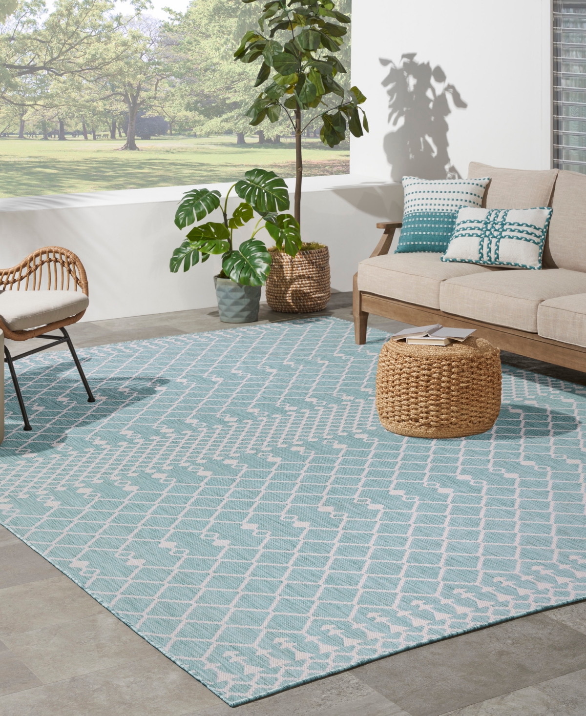 Nourison Home Positano Pos02 8'x10' Area Rug In Aqua