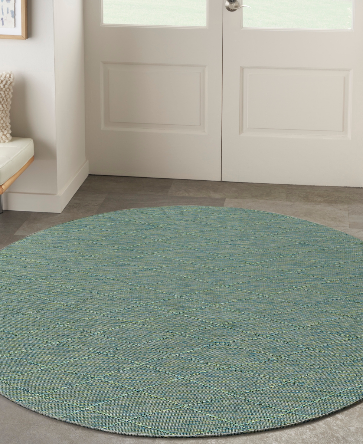 Nourison Home Washable Solutions Wsl01 8'x8' Round Area Rug In Blue,green