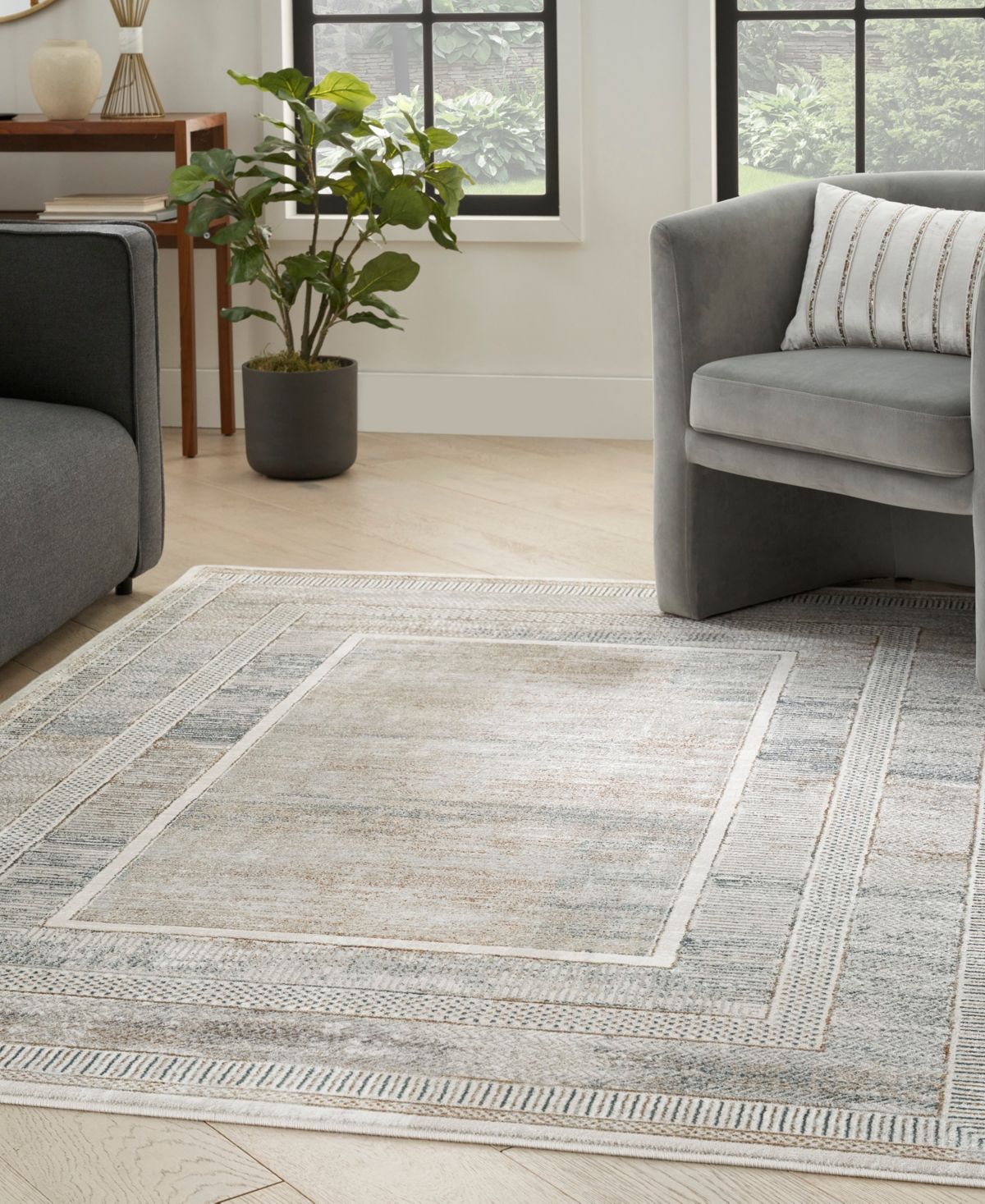 Nourison Home Glitz Glz07 3'11"x5'11" Area Rug In Ivory