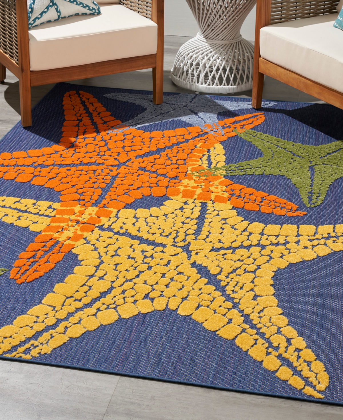 Nourison Home Aloha Alh28 3'6"x5'6" Area Rug In Blue,multi
