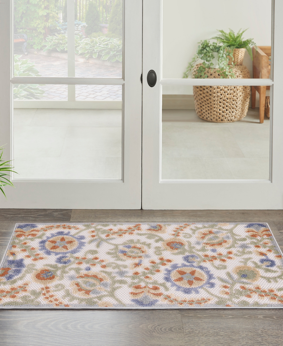 Nourison Home Aloha Alh17 2'8"x4' Area Rug In Ivory,blue