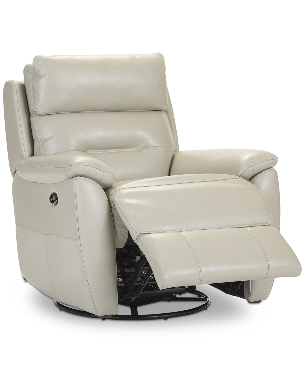 Macy's Ossorio Leather Power Swivel Glide Recliner, Created For  In Silver Grey
