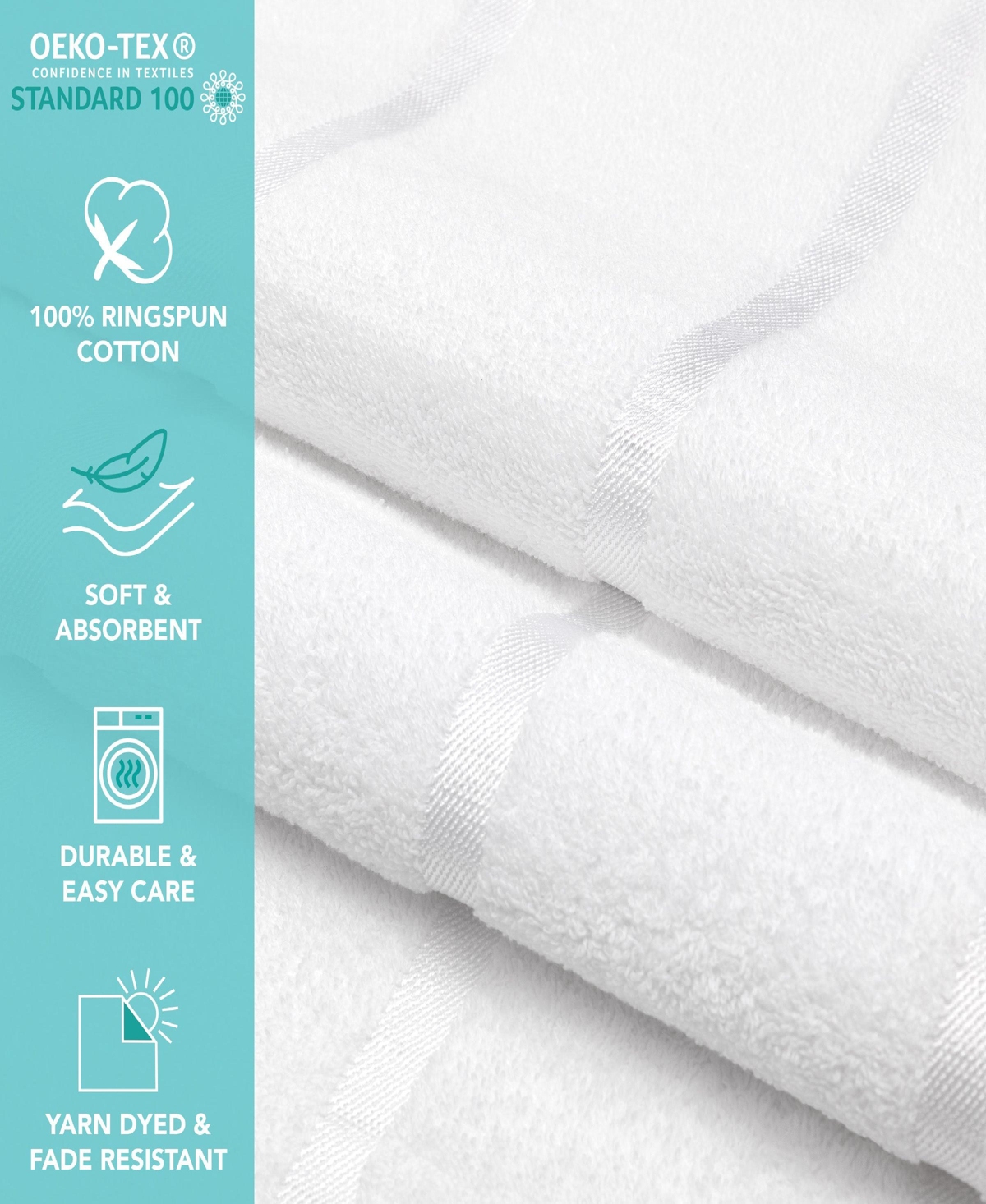 Arkwright Home Las Rayas Beach Towels (4 Pack), 30x60 in., Striped Color Options, 100% Soft Cotton