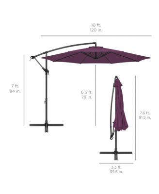 10ft Offset Hanging Outdoor Market Patio Umbrella w/ Easy Tilt Adjustment