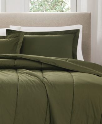 Solid Cotton Percale 3-Pc. Comforter Set, Full/Queen