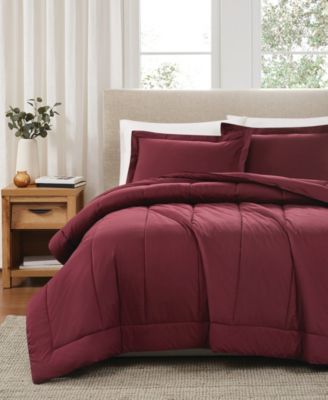 Solid Cotton Percale 3-Pc. Comforter Set, King