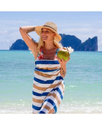 Cabo Cabana Beach Towel (4-Pack, 30x70 in.), Soft Ringspun Cotton, Alternating Stripe Colors, Oversized Cabana Pool Towel