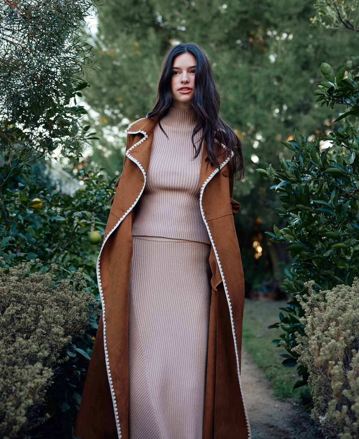 En Saison Women's Logan Faux-Suede Belted Trench Coat