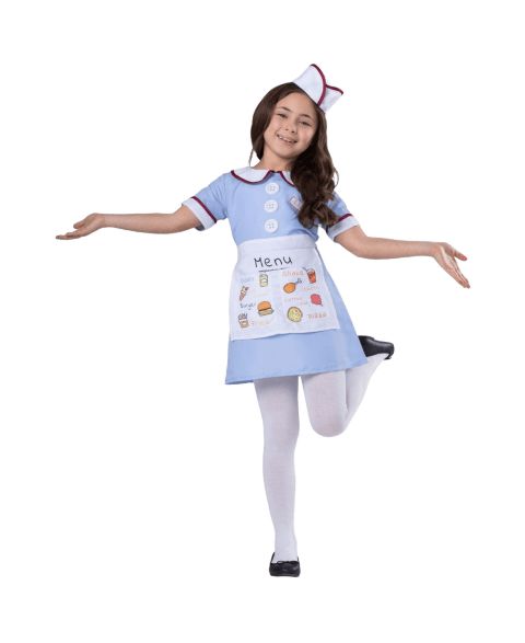 Dress Up America Diner Waitress Costume Set - Kids Girls