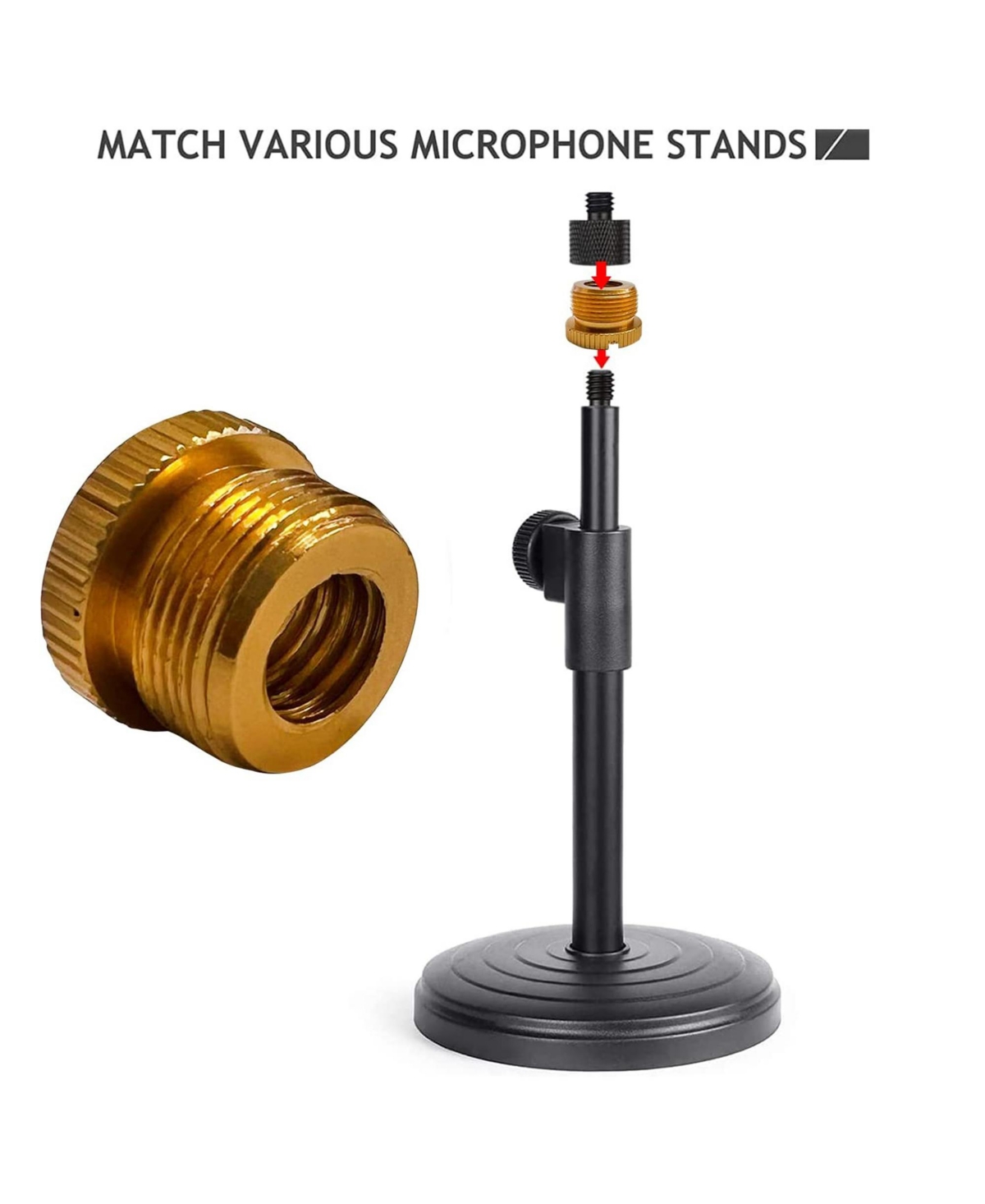 5 Core Mic Stand Adapter 5/8 Male to 3/8 Female Screw Thread Conversion Connector - 12PCS