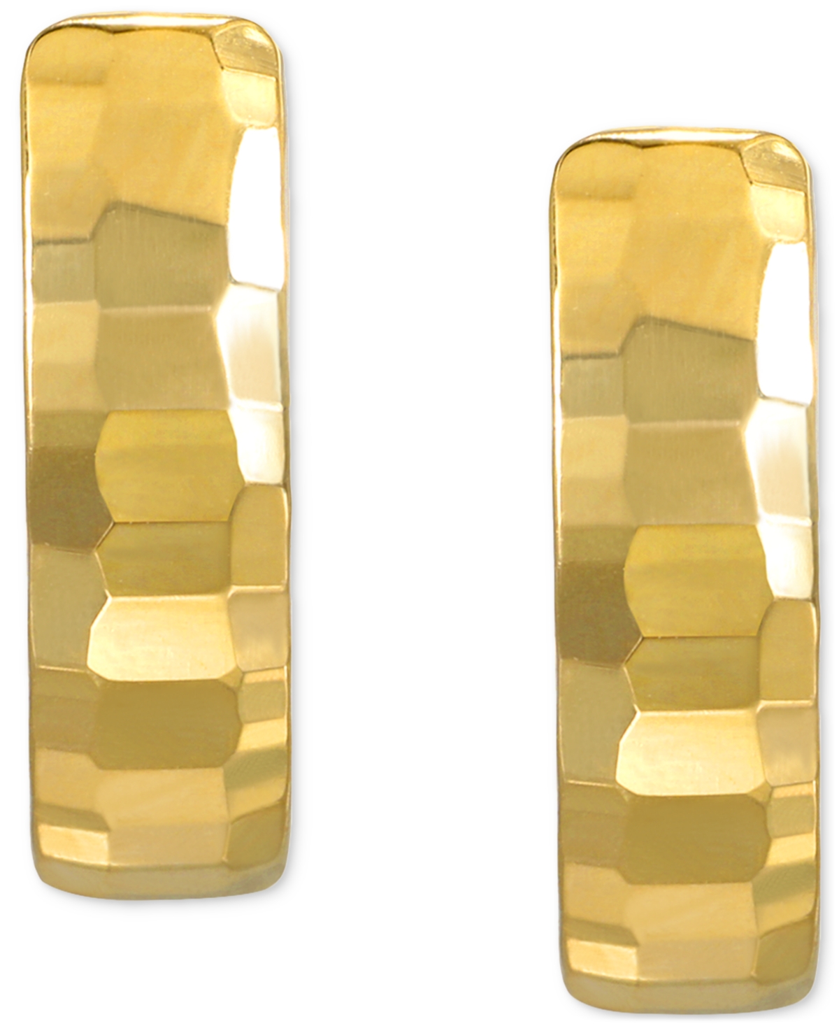 Macy's Mirror Texture Wide Oval Small Huggie Hoop Earrings In 10k Gold, 1/2" In Gold