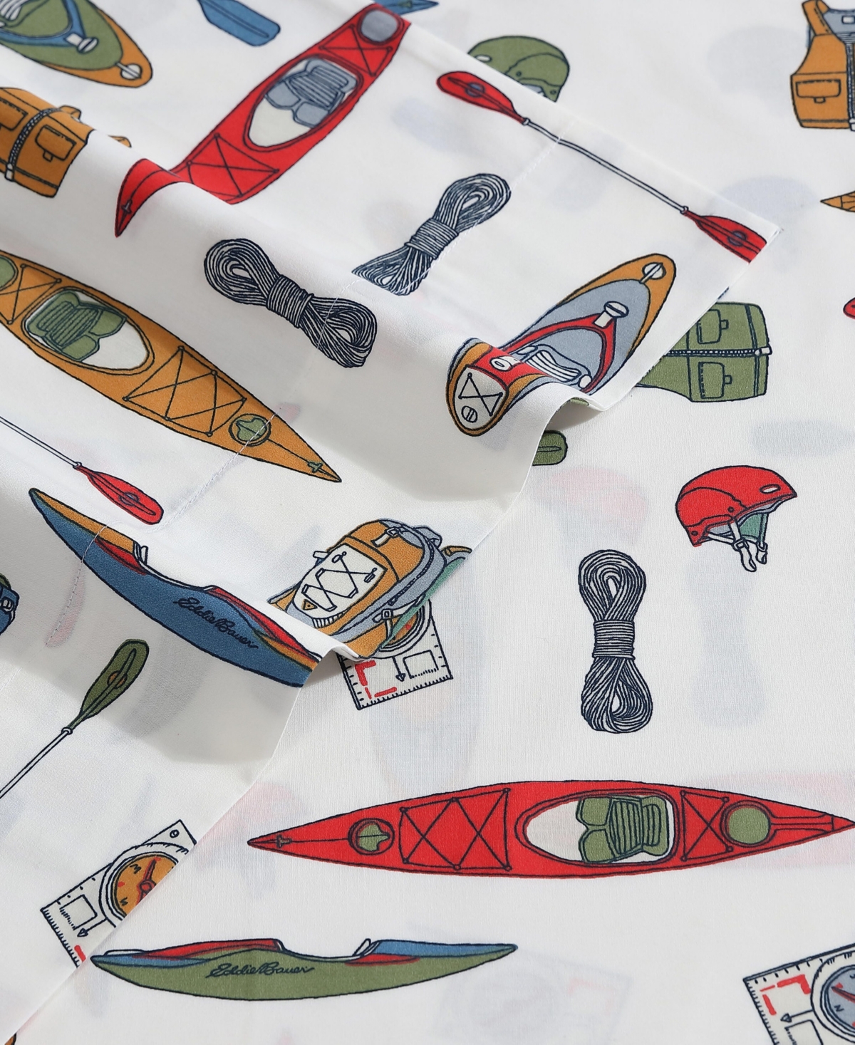 Eddie Bauer Printed 100% Cotton Percale 4-pc. Sheet Set, Queen In Kayak Adventure