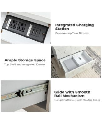 Ethel Contemporary 2 - Drawer End Table with Solid Wood Legs