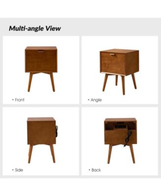Mid-century ModernIsabel 2-Drawer End Table with Built-in Outlets