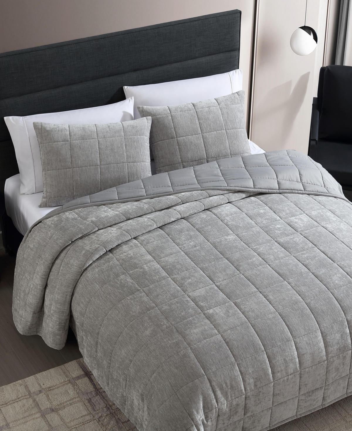 Vera Wang Chenille Box Solid 3-Pc. Quilt Set